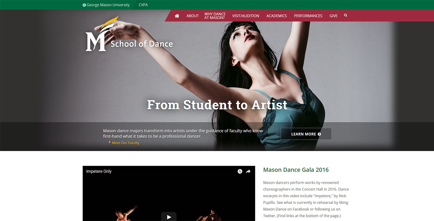 George Mason University, School of Dance, Virginia