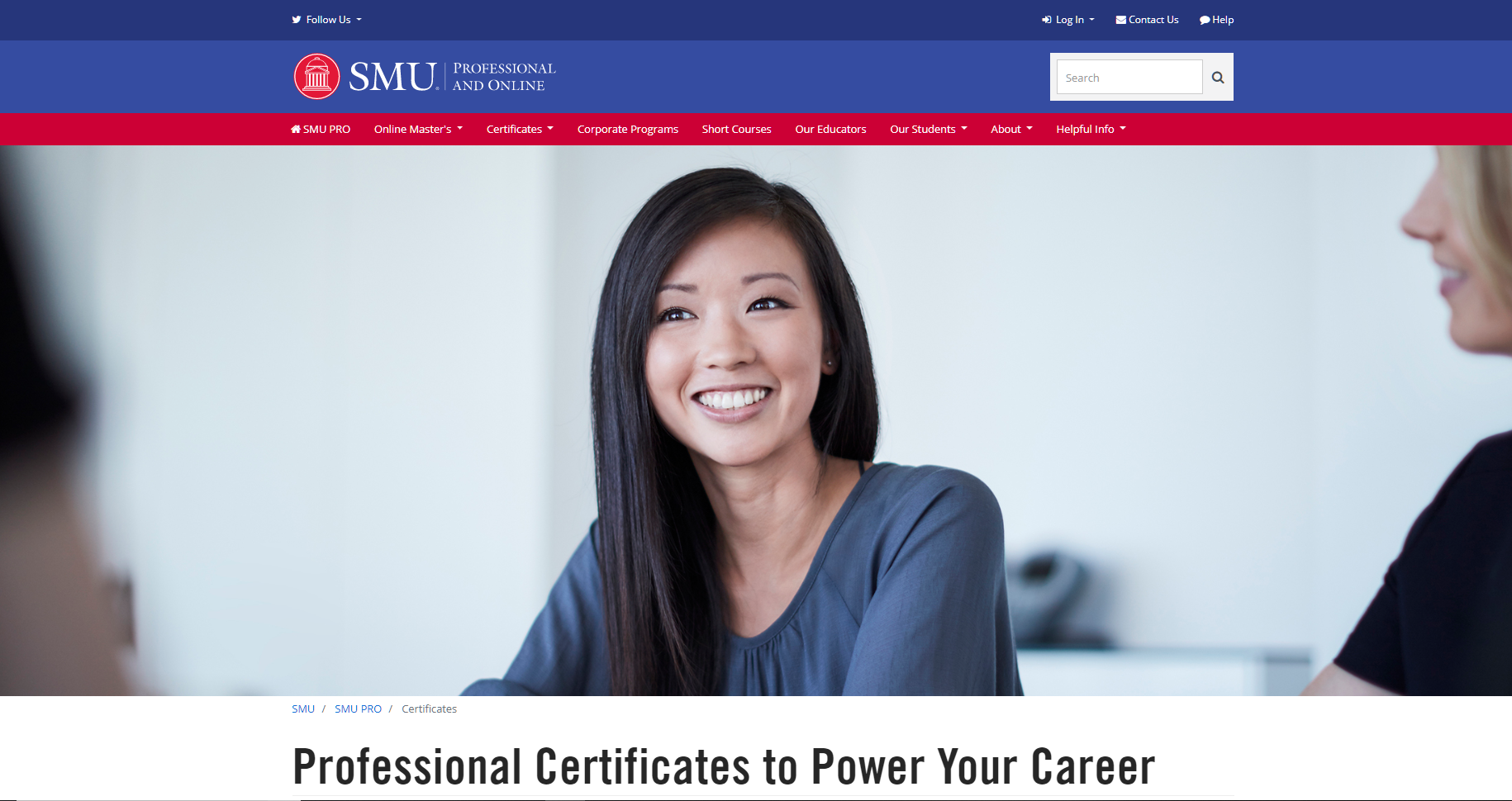SMU website Pro site home page